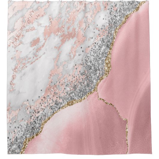 Roze marmer Agate Douchegordijn (Voorkant)