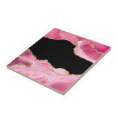 Roze marmer Agate Elegant Gemstone Golden Glitter Tegeltje (Zijkant)