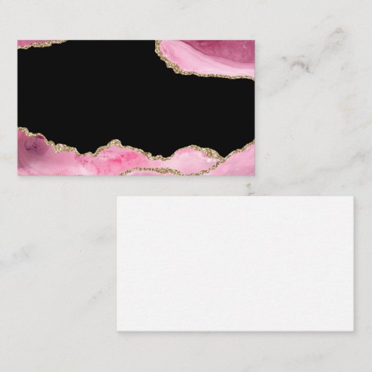 Roze marmer Agate Elegant Gemstone Golden Glitter Visitekaartje (Voorkant / Achterkant)