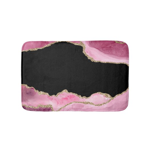 Roze Marmer Agate Elegante Edelsteen Gouden Glitte Badmat (Voorkant)