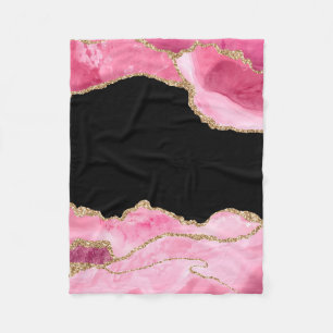 Roze Marmer Agate Elegante Edelsteen Gouden Glitte Fleece Deken