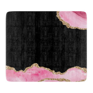 Roze Marmer Agate Elegante Edelsteen Gouden Glitte Snijplank