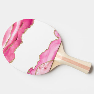 Roze Marmer Agate Elegante Edelsteen Gouden Glitte Tafeltennisbatje