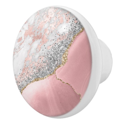 Roze marmer Agate Keramische Knop (Rechts)