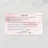 Roze marmer Agate Lash Nacare Instruction Visitekaartje (Achterkant)