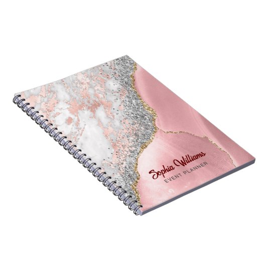 Roze marmer Agate Notitieboek (Rechterzijde)