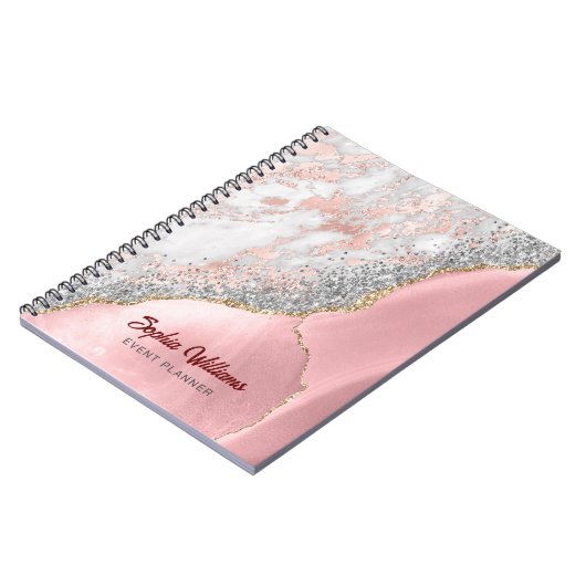 Roze marmer Agate Notitieboek (Linkerzijde)