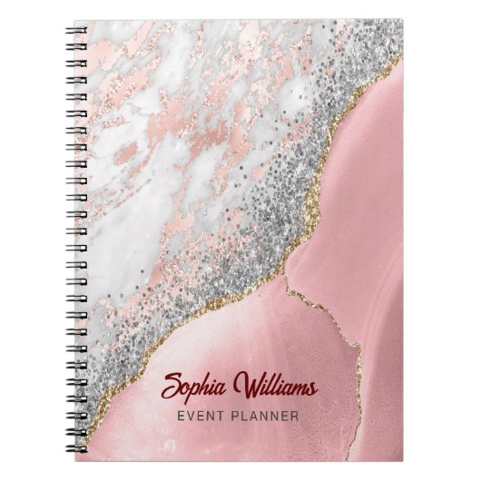 Roze marmer Agate Notitieboek (Voorkant)