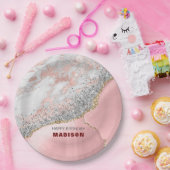 Roze marmer Agate Papieren Bordje (Feest)
