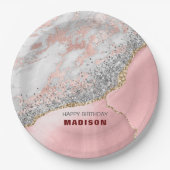 Roze marmer Agate Papieren Bordje (Voorkant)