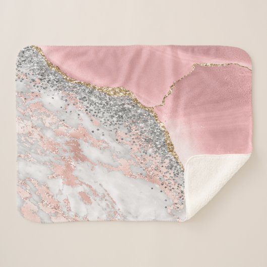 Roze marmer Agate Sherpa Deken (Voorkant (horizontaal))