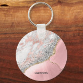Roze marmer Agate Sleutelhanger (Achterkant)