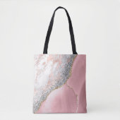 Roze marmer Agate Tote Bag (Voorkant)
