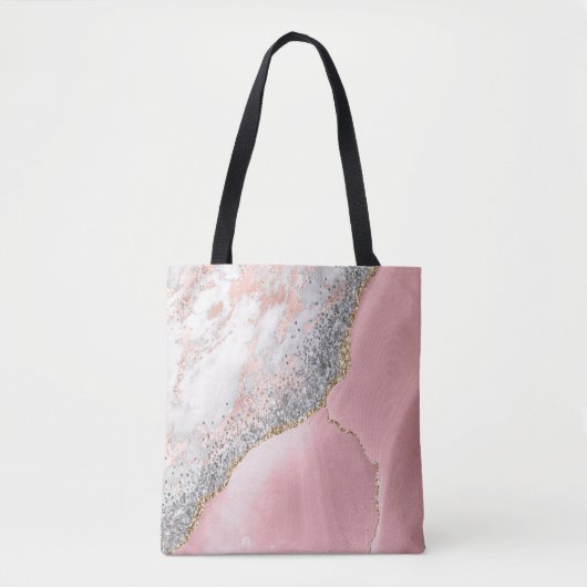 Roze marmer Agate Tote Bag (Voorkant)