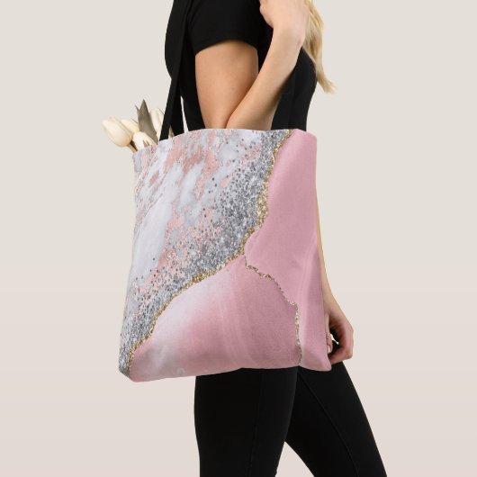 Roze marmer Agate Tote Bag (Dichtbij)