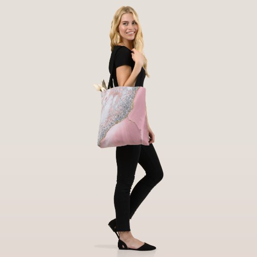 Roze marmer Agate Tote Bag (Op model)