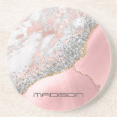 Roze marmer Agate Zandsteen Onderzetter (Voorkant)