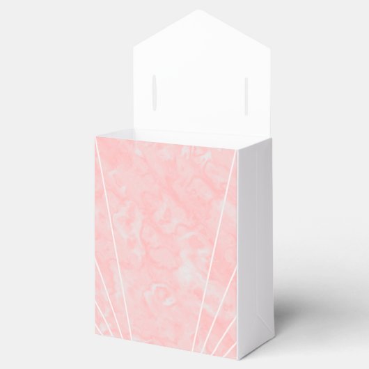 Roze Marmer Art Deco Design Bruiloft Bedankdoosjes (Geopend)