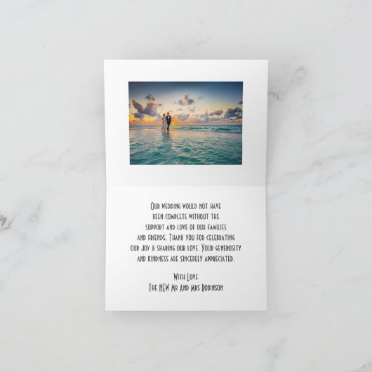 Roze Marmer Art Deco Design Bruiloft Bedankkaart (Binnen)