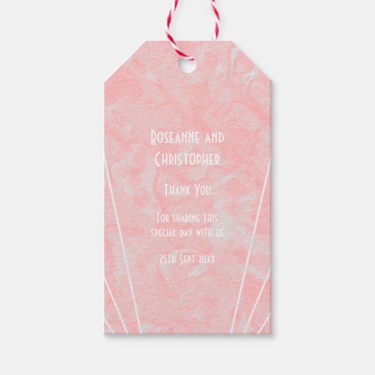 Roze Marmer Art Deco Design Bruiloft Cadeaulabel (Voorkant)