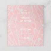 Roze Marmer Art Deco Design Bruiloft Plaatskaartje (Buitenkant ongevouwen)