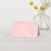 Roze Marmer Art Deco Design Bruiloft Plaatskaartje (Achterkant)