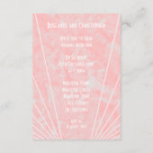 Roze Marmer Art Deco Design Bruiloft Receptie Informatiekaartje (Achterkant)