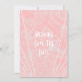 Roze Marmer Art Deco Design Bruiloft Save The Date (Voorkant)