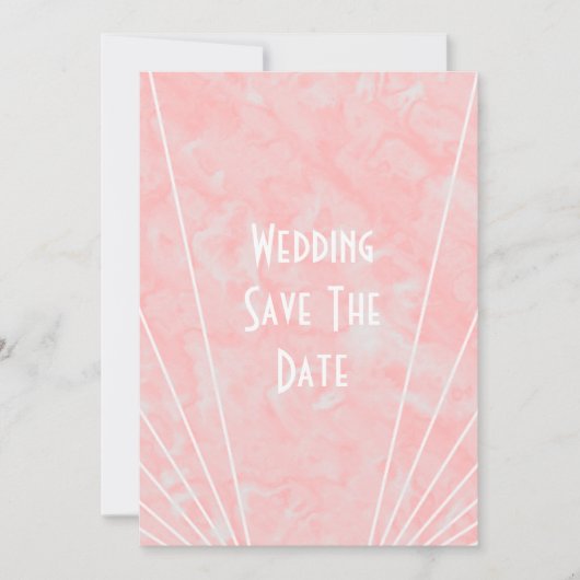 Roze Marmer Art Deco Design Bruiloft Save The Date (Voorkant)