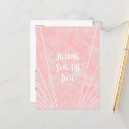 Roze Marmer Art Deco Design Bruiloft Save The Date Aankondigingskaart
