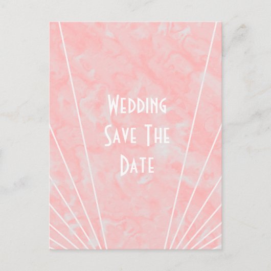 Roze Marmer Art Deco Design Bruiloft Save The Date Aankondigingskaart (Voorkant)