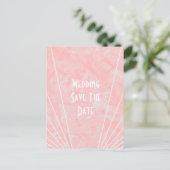 Roze Marmer Art Deco Design Bruiloft Save The Date Aankondigingskaart (Staand voorkant)