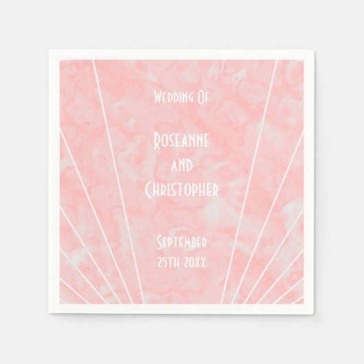 Roze Marmer Art Deco Design Bruiloft Servet (Voorkant)