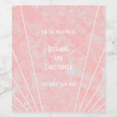 Roze Marmer Art Deco Design Bruiloft Wijn Etiket (Enkel label)