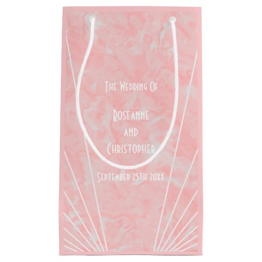 Roze Marmer Art Deco Design Trouwdag Klein Cadeauzakje (Voorkant)