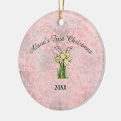 Roze marmer Baby Eerste Kerstmis Keramisch Ornament (Links)