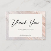 Roze Marmer Bedankt klantenservice Kaart Visitekaartje (Voorkant)