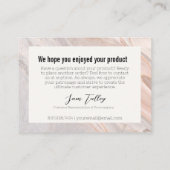 Roze Marmer Bedankt klantenservice Kaart Visitekaartje (Achterkant)