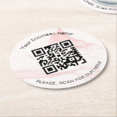 Roze marmer bedrijfsbar restaurant menu qr code ronde kartonnen onderzetter (Gebogen)