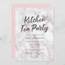 Roze Marmer Bruids Douche Uitnodiging