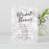 Roze Marmer Bruids Douche Uitnodiging (Staand voorkant)