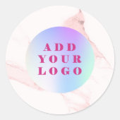 Roze marmer business logo ronde sticker (Voorkant)