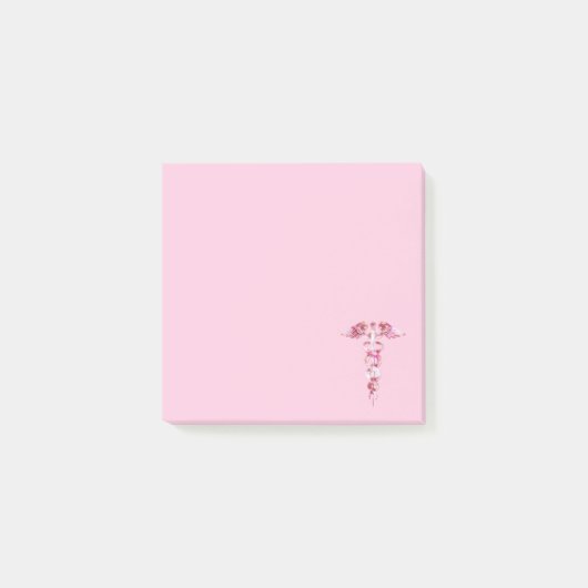 Roze marmer Caduceus medisch symbool Post-it® Notes (Voorkant)