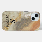 Roze marmer chic gouden glitter monogram Case-Mate iPhone case (Achterkant (horizontaal))
