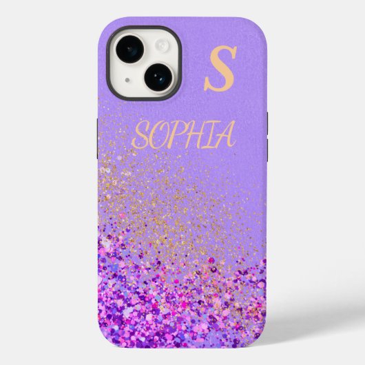 Roze marmer chique gouden glitters monogram Case-Mate iPhone case (Achterkant)