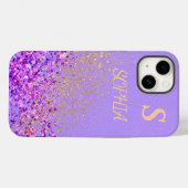Roze marmer chique gouden glitters monogram Case-Mate iPhone case (Achterkant (horizontaal))