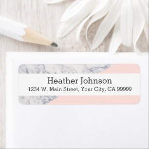 Roze marmer Colorblock Patroon Etiket