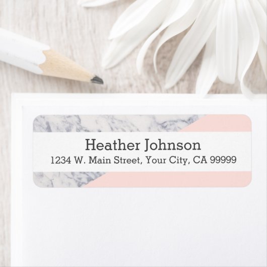 Roze marmer Colorblock Patroon Etiket (Insitu)