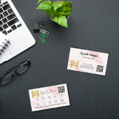 Roze marmer corporate logo qr code klantenkaartje