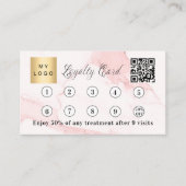 Roze marmer corporate logo qr code klantenkaartje (Voorkant)